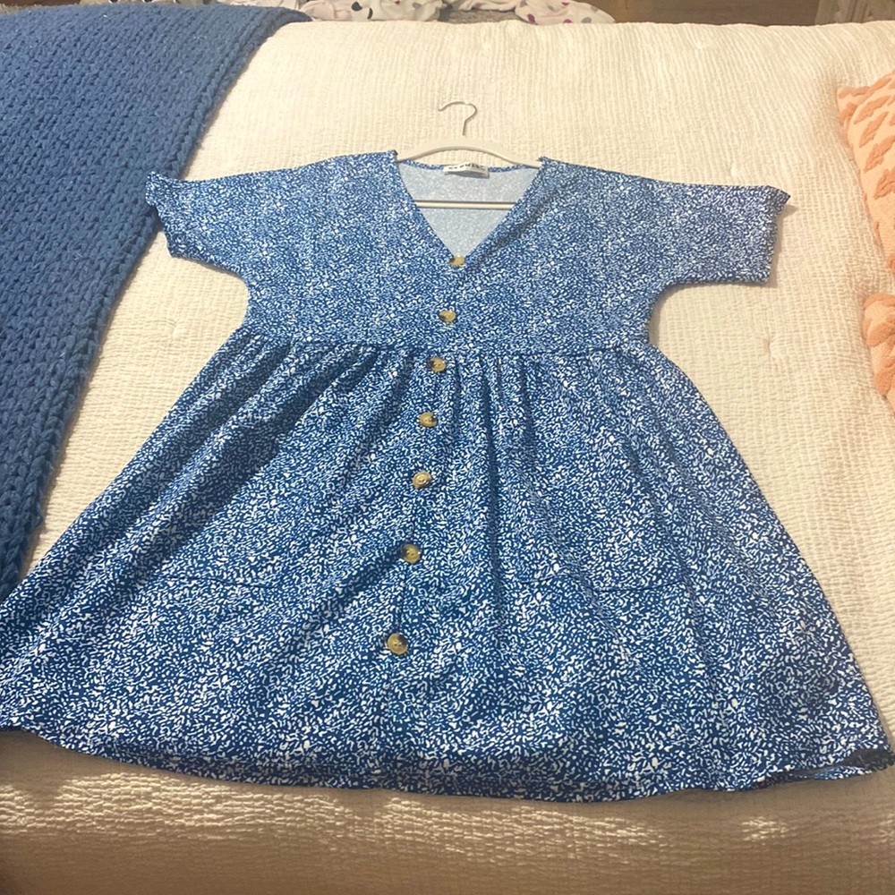 White and blue dress